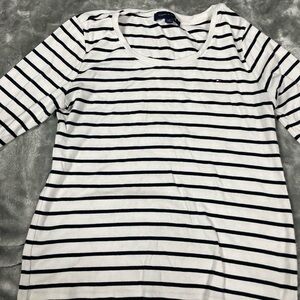 Tommy Hilfiger Navy and White Striped Top